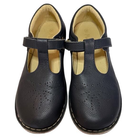 Mini Boden LEATHER T-BAR FLATS Girl’s EU 36 US 4 Navy Hook & Loop Maryjane Shoes - Picture 1 of 12